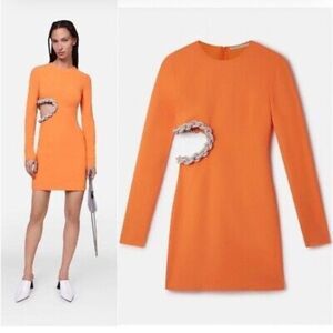 Stella McCartney Crystal Rope Cutout Long Sleeve Cady Minidress 10 NWT $2,500
